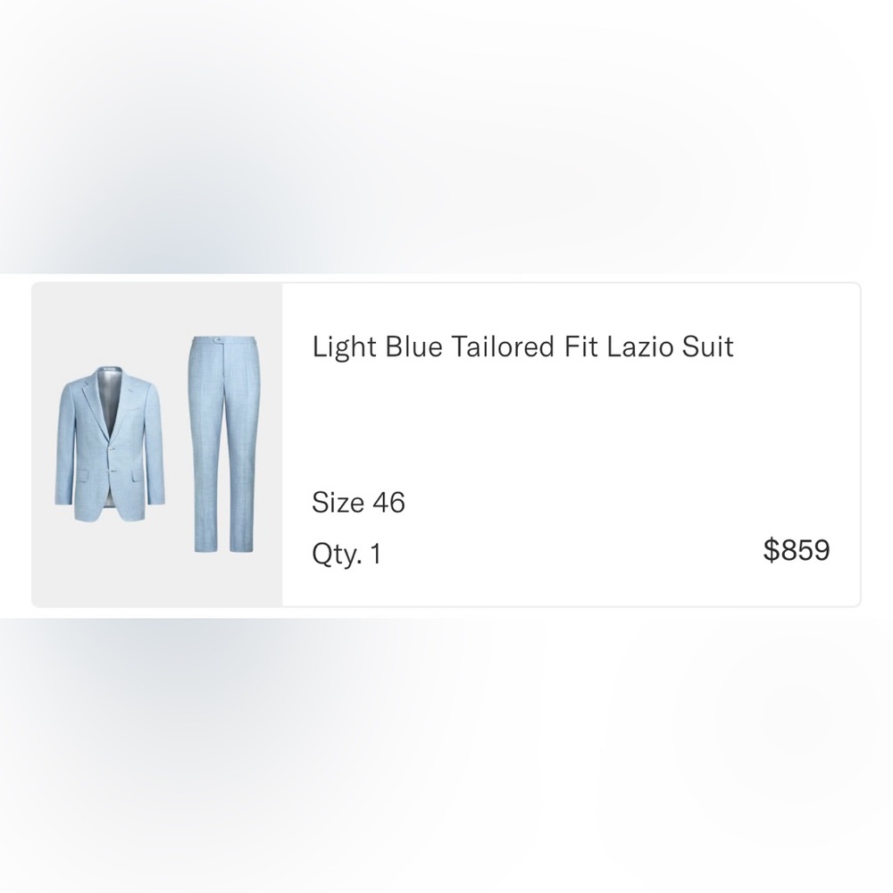 Light blue linen lazio tailored fit suit size 46